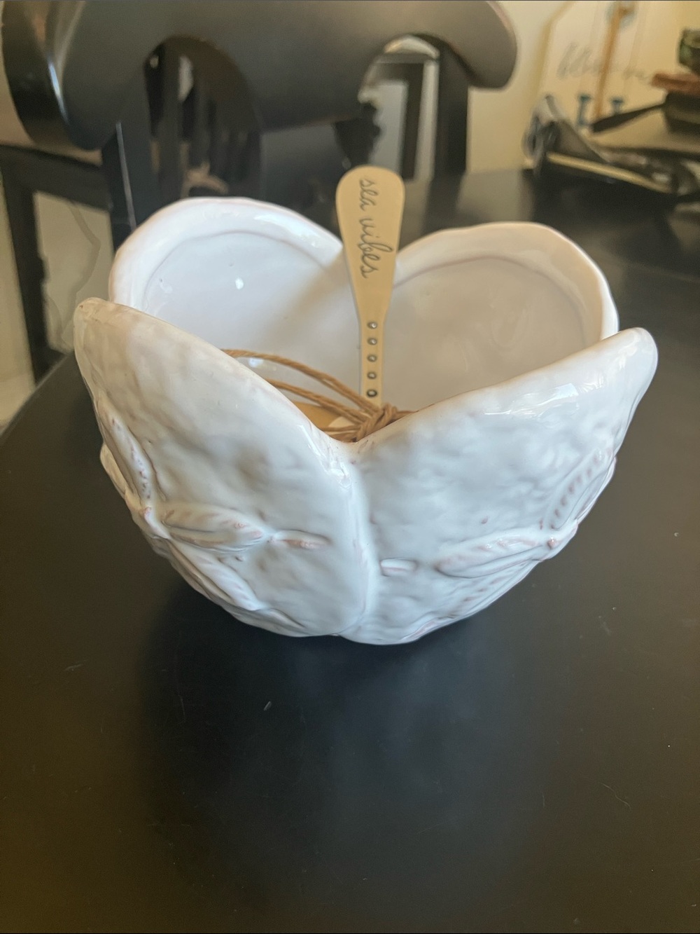 Mud Pie White Leaf-Shaped Ceramic Bowl